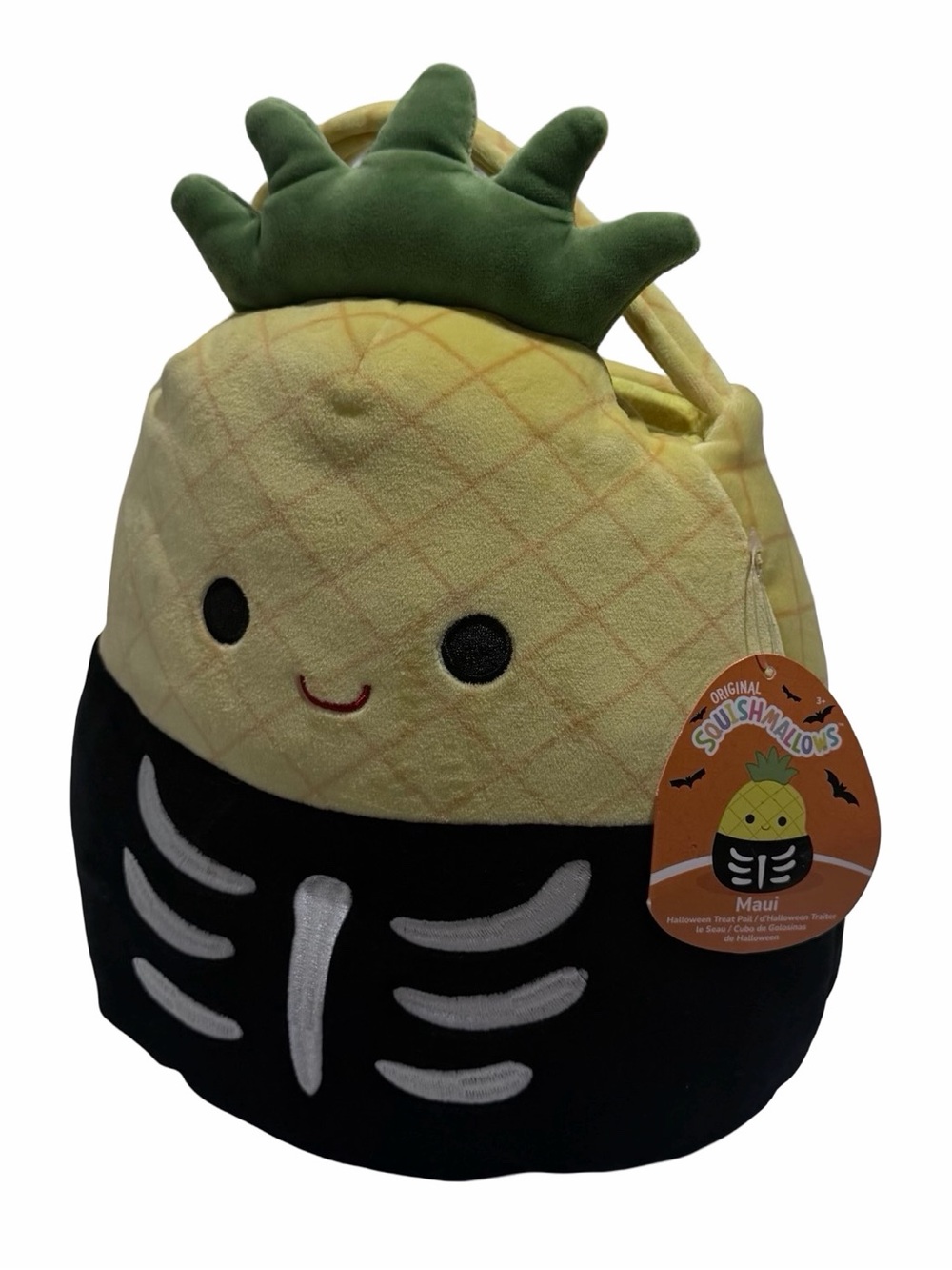 Squishmallows Maui Pineapple Skeleton Halloween Treat Pail NWT